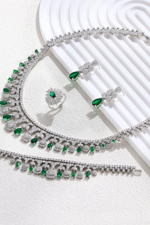 Emerald Odyssey Platinum Plated Jewlery Set - ZY-DZ662
