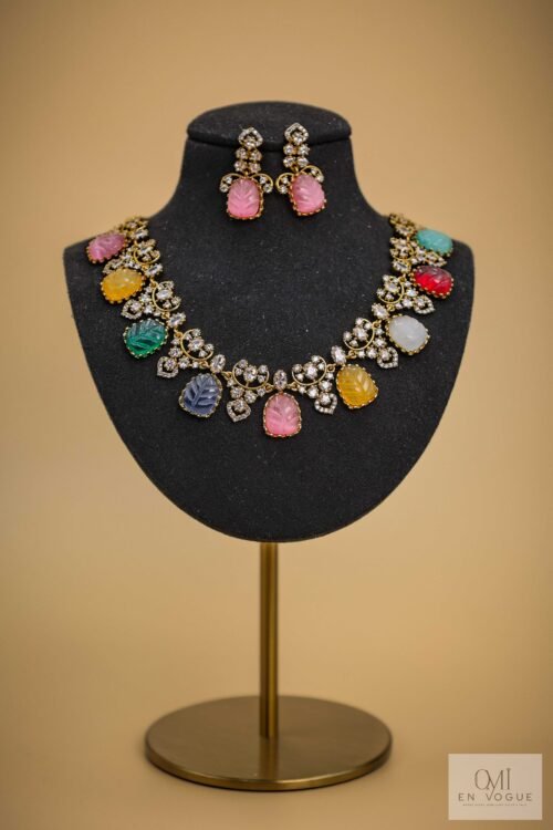 Multi Stone Necklace Set -NEC651